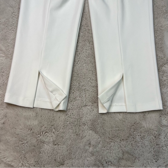 Joseph Ribkoff White Crop Pants Size 4 Stretch Slit Elegant Minimalist Capri - Picture 8 of 9